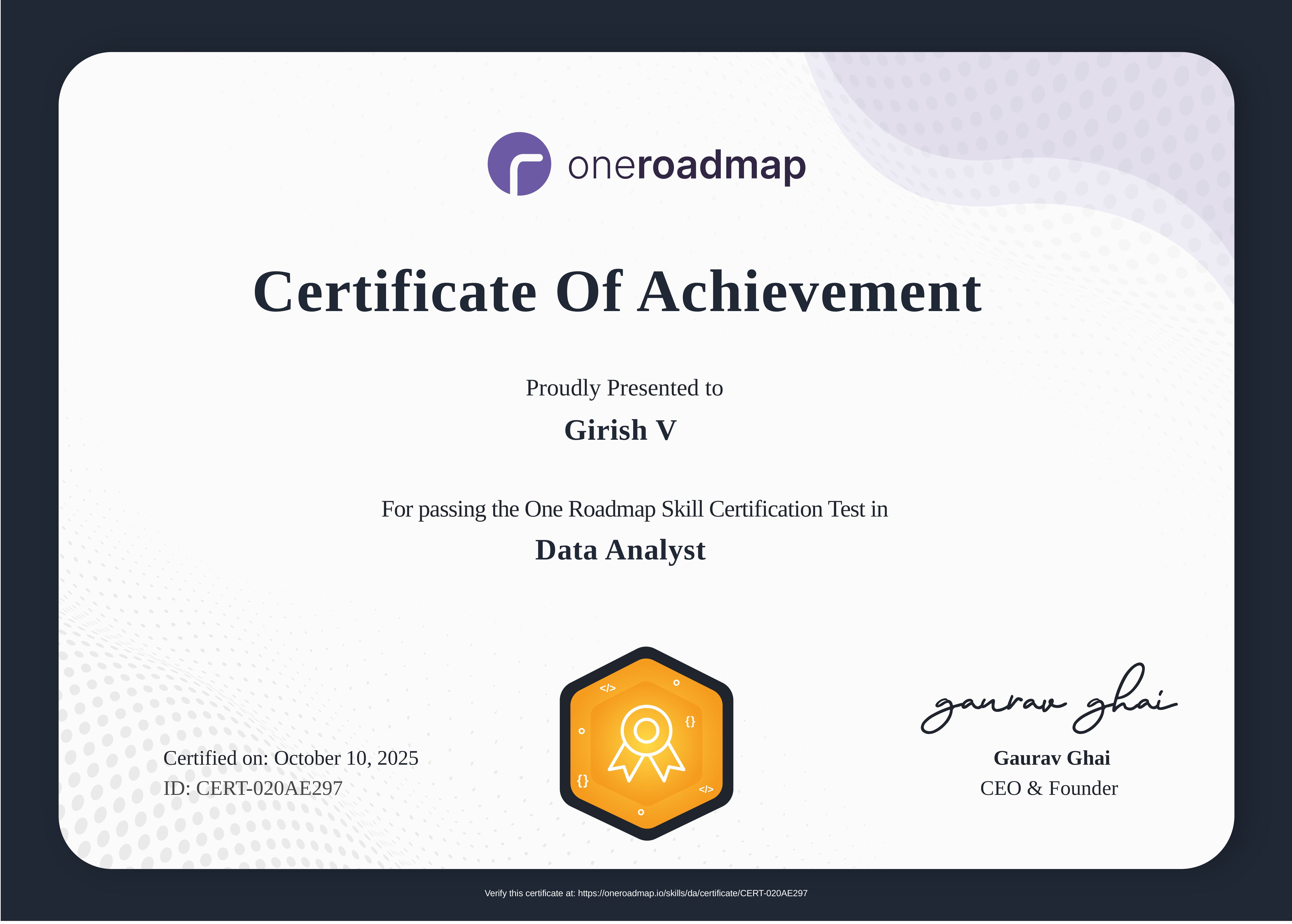 Data Analyst Certificate