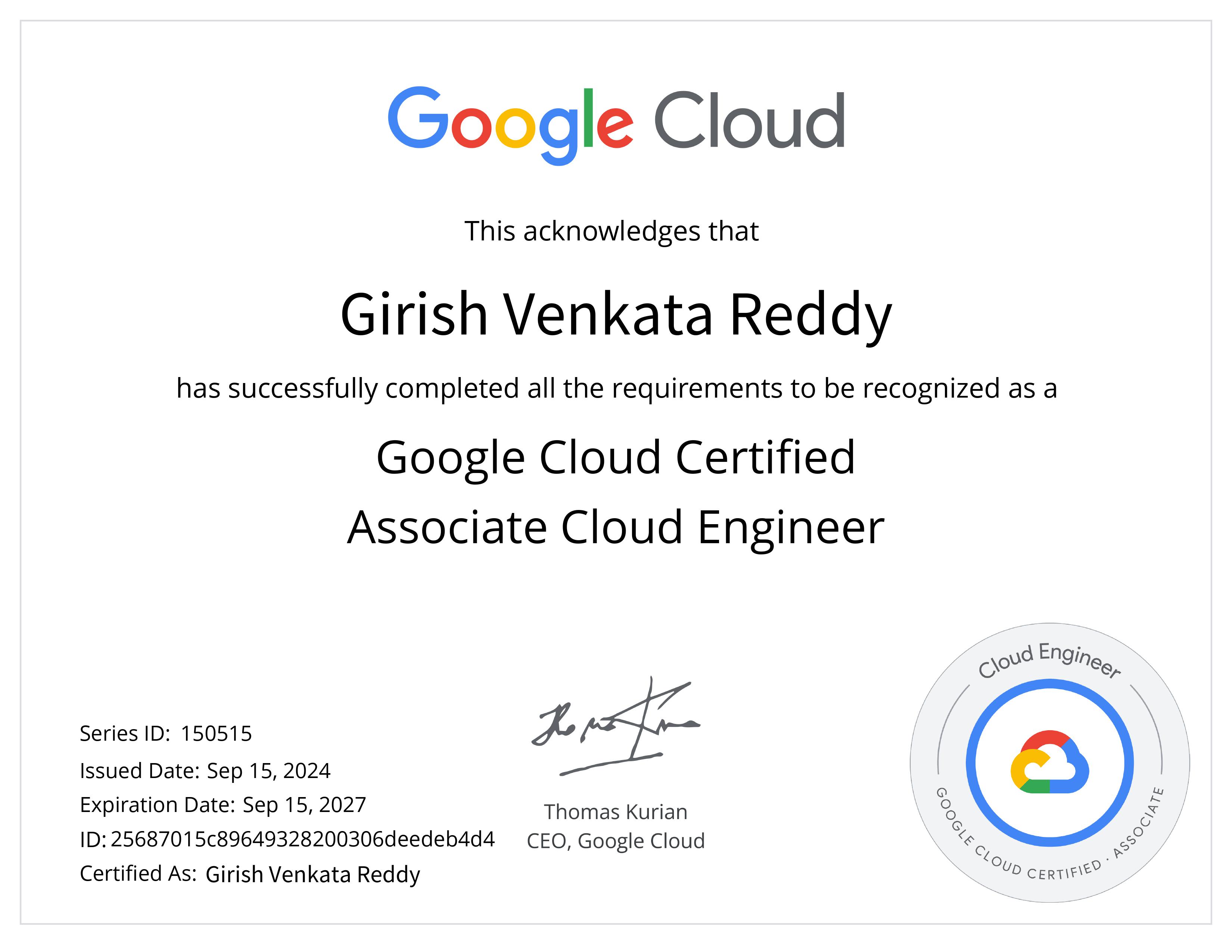 Associate Cloud Engineer Certificate